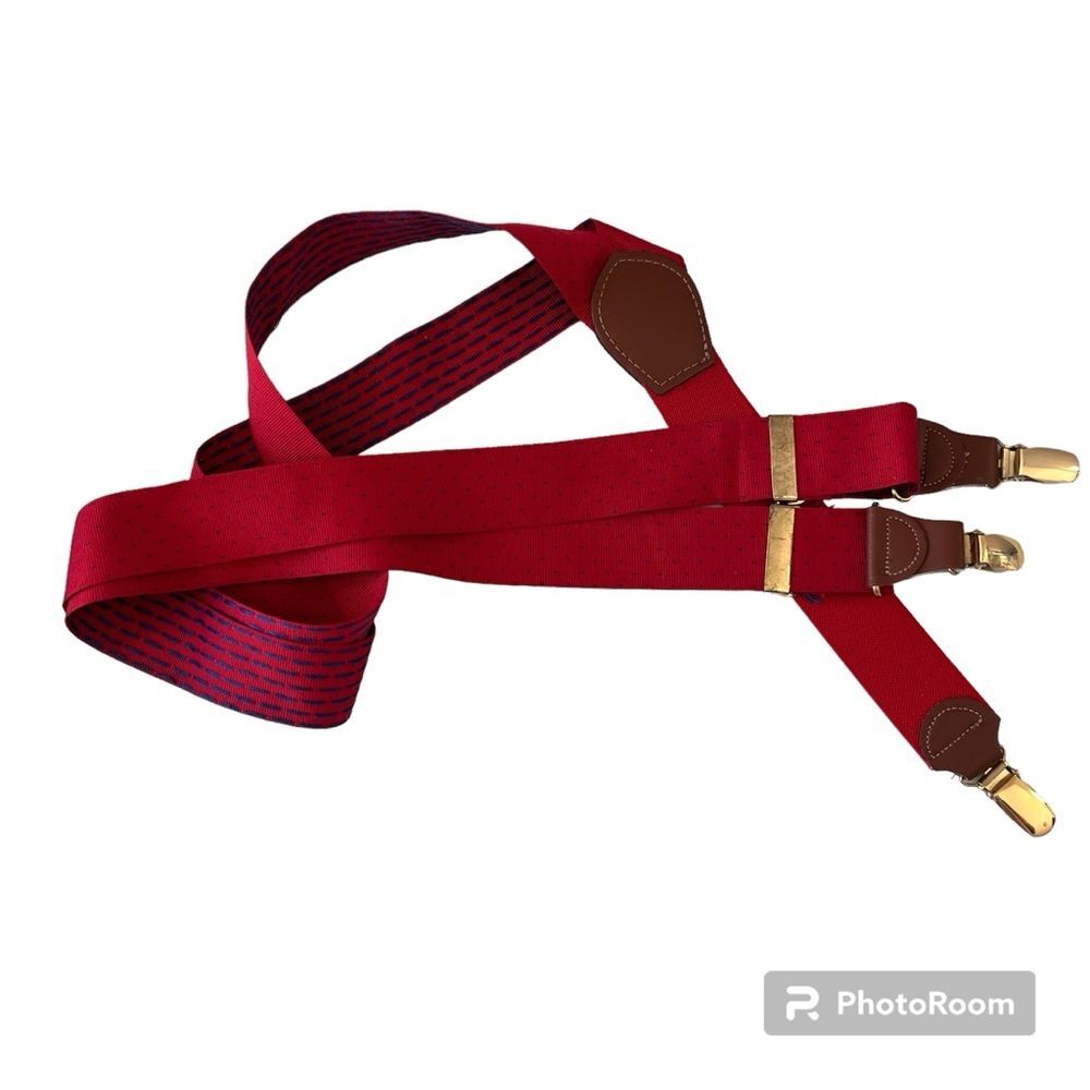 Vintage Suspenders Adjustable Red Blue Classic West Germany
